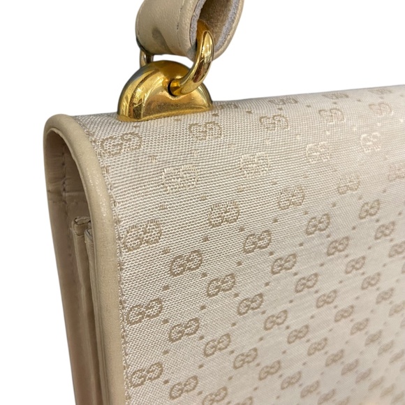 Gucci Shoulder Bag w/ COA | Authentic Gucci Handbag Gold Hardware Ivory Micro GG - Picture 12 of 16